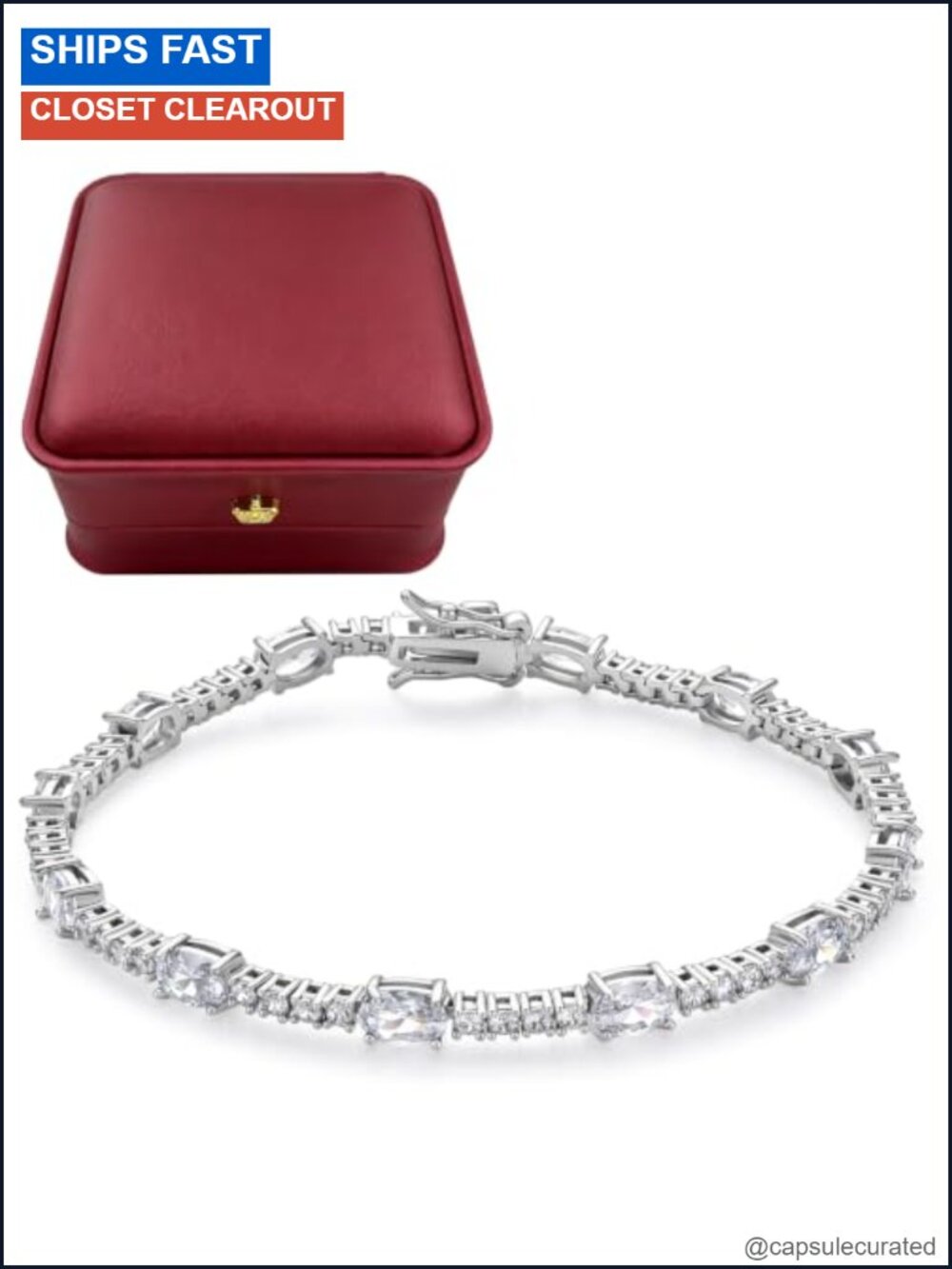 14K Gold Plated Tennis Bracelet Single Row CZ Stackable Hypoallergenic